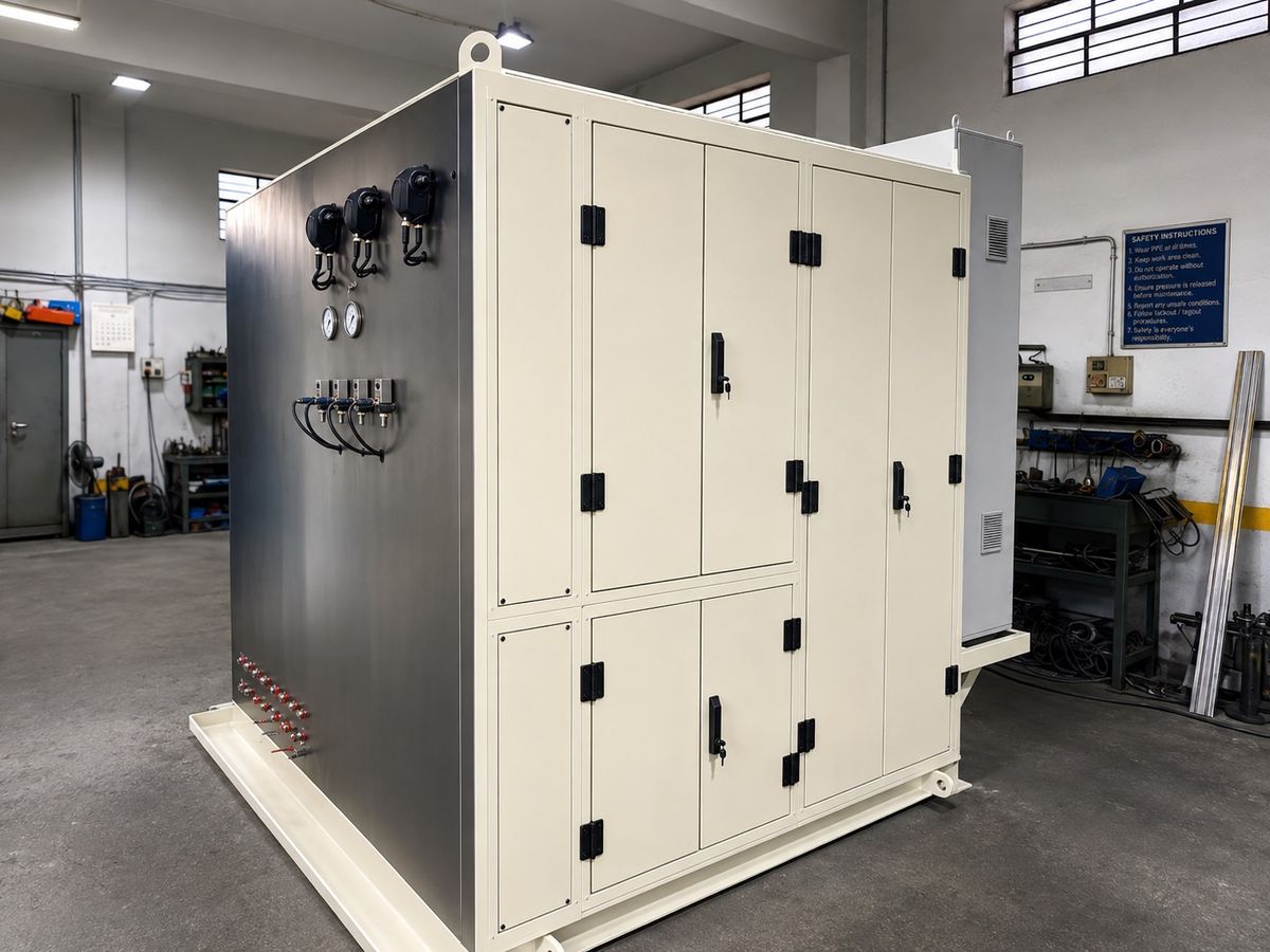 Hydraulic accumulator and rotary actuator test stand built by Suyog Hydrosystems, Pune